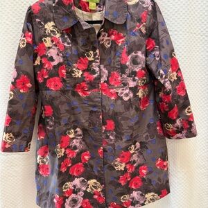 Floral Women's Jacket - Red and Brown
